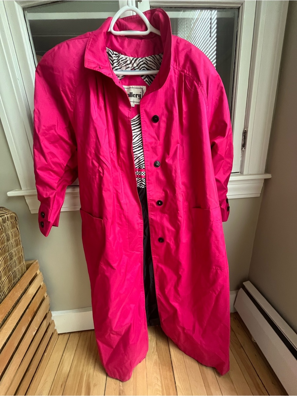Gallery Hot Pink Women's Trench Coat with Zebra Trim